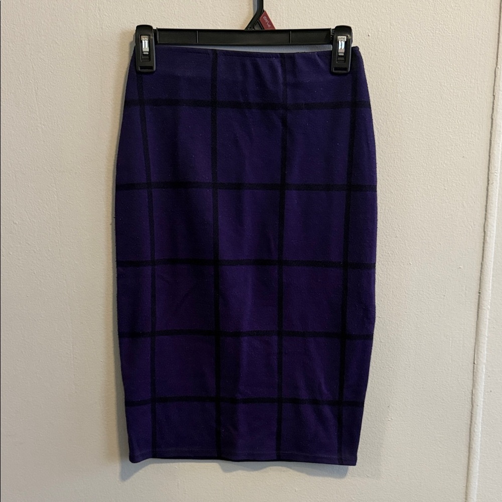 Rainbow Purple Plaid Pencil Skirt